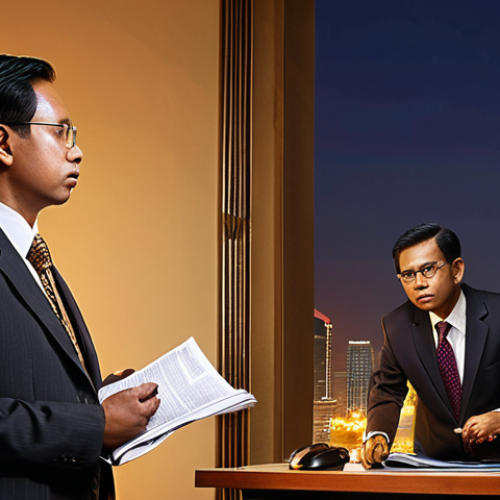 Home 22 **
Prompt: "Malaysian consumer rights, lawyer consultation, Akta Perlindungan Pengguna 1999, Tribunal Tuntutan Pengguna, legal documents, scales of justice, Kuala Lumpur cityscape in background, professional attire, serious expression, warm lighting, emphasizing consumer protection and legal expertise."
**