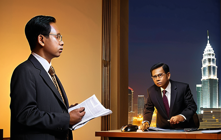 **
Prompt: "Malaysian consumer rights, lawyer consultation, Akta Perlindungan Pengguna 1999, Tribunal Tuntutan Pengguna, legal documents, scales of justice, Kuala Lumpur cityscape in background, professional attire, serious expression, warm lighting, emphasizing consumer protection and legal expertise."
**