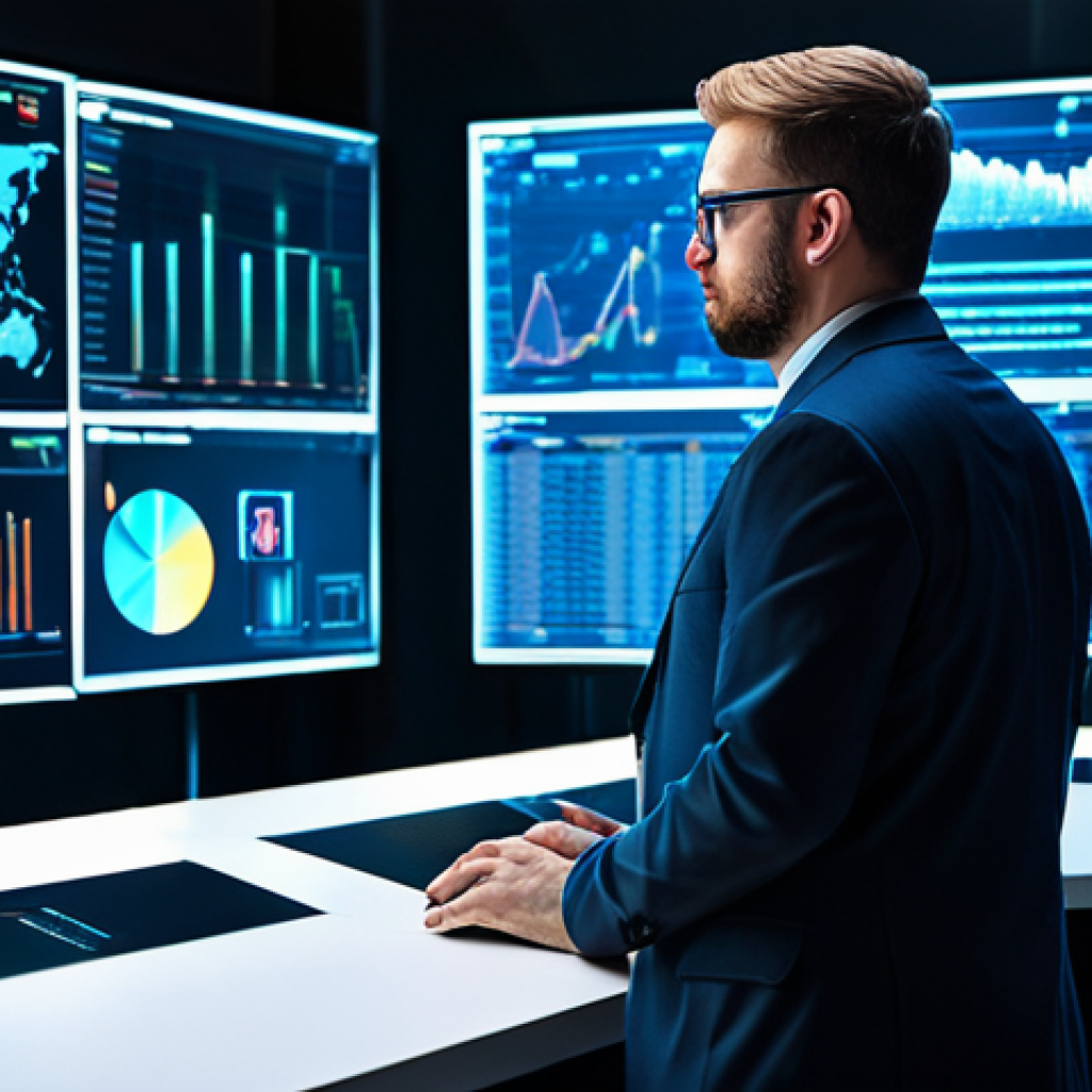 A professional cybersecurity expert in a modest business attire, fully clothed, standing confidently in a modern, secure control room. Multiple large screens display intricate data analytics, network security protocols, and real-time threat detection visualizations, symbolizing advanced AI combating cyber fraud. The setting is clean, well-lit, and futuristic, representing cutting-edge technology for consumer protection. Perfect anatomy, correct proportions, natural pose, well-formed hands, proper finger count, natural body proportions. Safe for work, appropriate content, fully clothed, professional. High-quality digital rendering, sharp focus, vibrant colors.