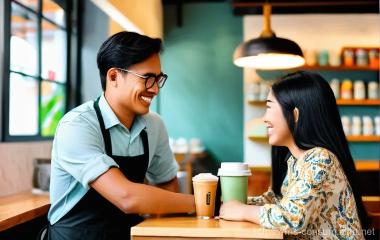 소비자중심 경영 사례와 지속 가능성 전략 연구와 분석 - **Prompt 1: Personalized Customer Experience in a Malaysian Cafe**
"A cozy, brightly lit Malaysi...