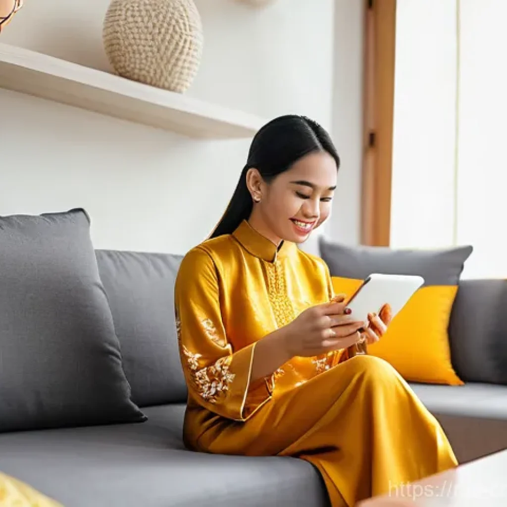 소비자 행동 데이터를 활용한 신제품 혁신 전략 연구와 분석 - **Prompt:** A young Malaysian woman in her late 20s, dressed in a modest and stylish modern baju kur...