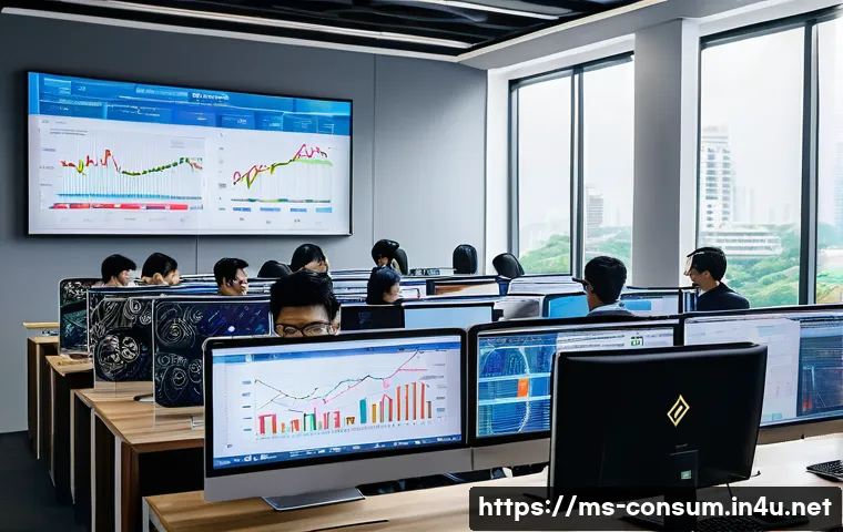 소비자 행동 데이터를 활용한 디지털 서비스 혁신 - A modern digital marketing office in Kuala Lumpur, Malaysia, featuring a diverse team of young profe...