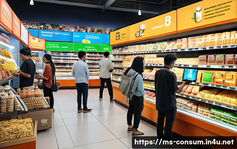 소비자 행동 데이터를 활용한 신제품 개발과 성공 사례 - A vibrant Malaysian market scene showcasing diverse customers analyzing product feedback on digital ...