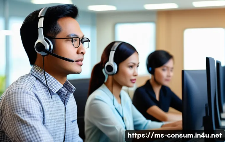 소비자 불만 관리 사례 분석 - A professional customer service scene in a modern Malaysian office environment, featuring a diverse ...