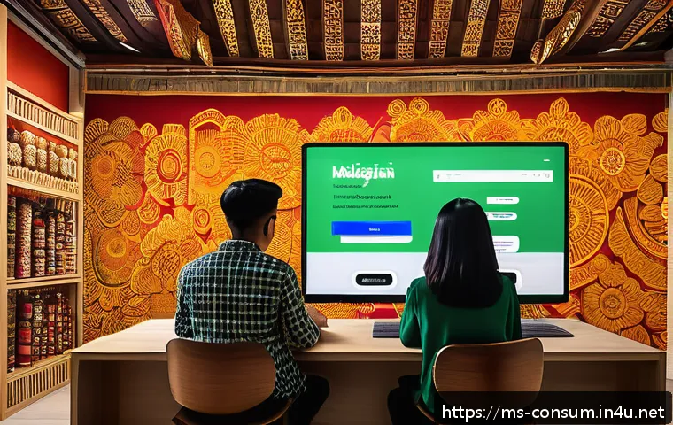 소비자 보호 관련 연구와 미래 방향 - A modern Malaysian online shopping scene illustrating AI fraud detection: a diverse group of shopper...