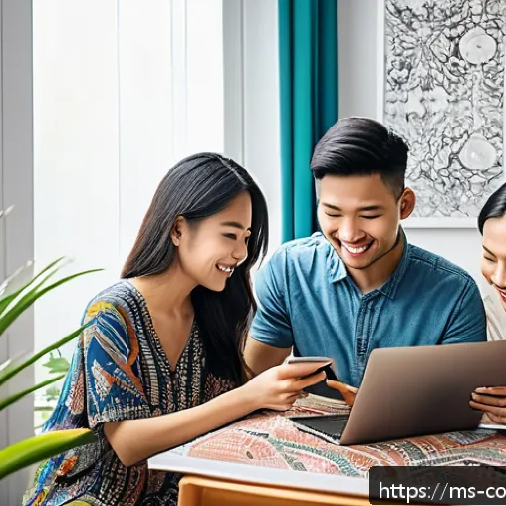 소비자 보호 관련 사례 리뷰 - A modern digital marketplace scene showing a diverse group of Malaysian consumers shopping online sa...