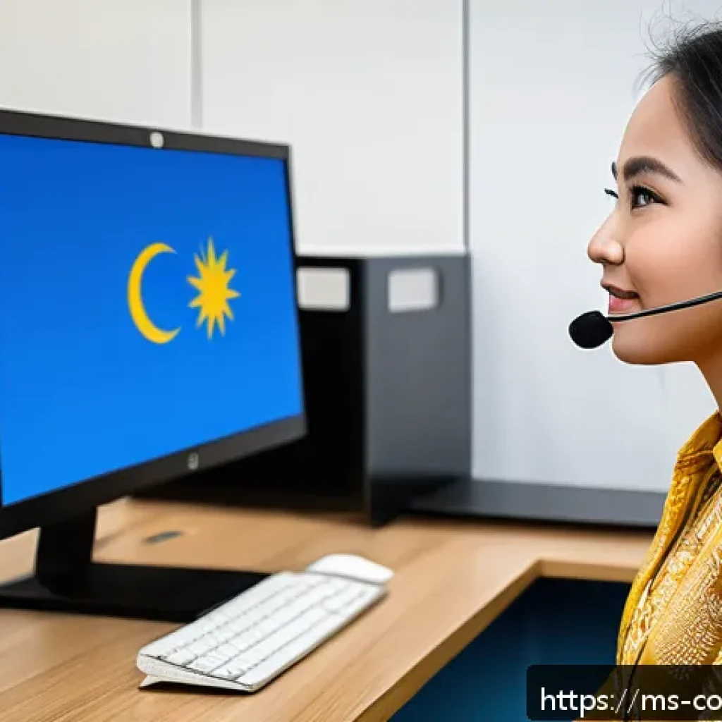 소비자 불만 유형별 대응 프로세스 - A professional customer service representative at a modern Malaysian office desk, attentively listen...