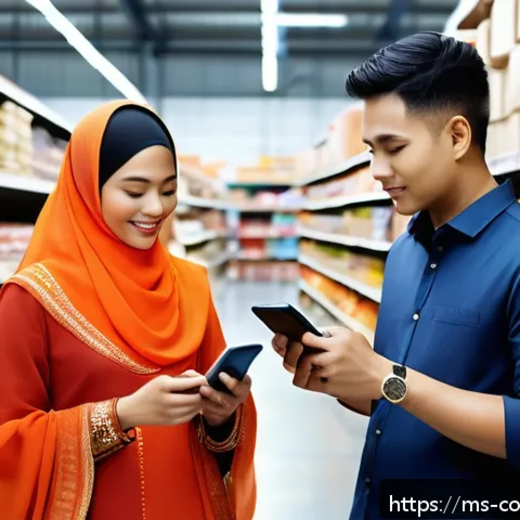 소비자 행동 데이터를 활용한 맞춤형 마케팅 - A diverse group of Malaysian shoppers in a modern urban setting, featuring men and women of various ...