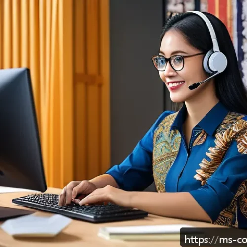 소비자 불만 처리 프로세스 설계 - A professional customer service representative in a modern Malaysian office environment, warmly list...